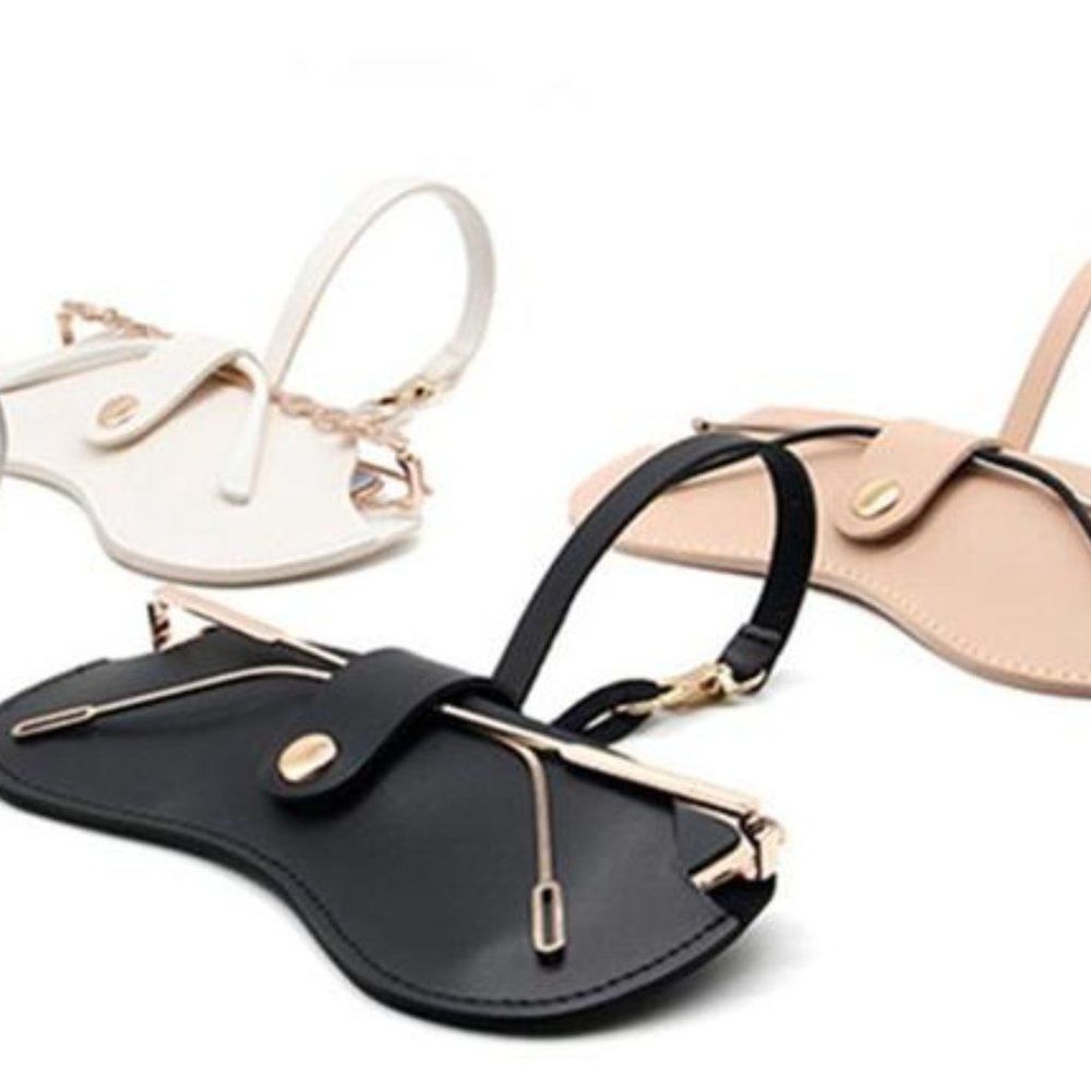 [New]  High Quality Portable PU Faux Leather Snap Glasses Holder Case Clip On